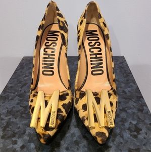MOSCHINO WOMEN'S CALF HAIR LEOPARD SHOES NEW WITHOUT BOX EU 38